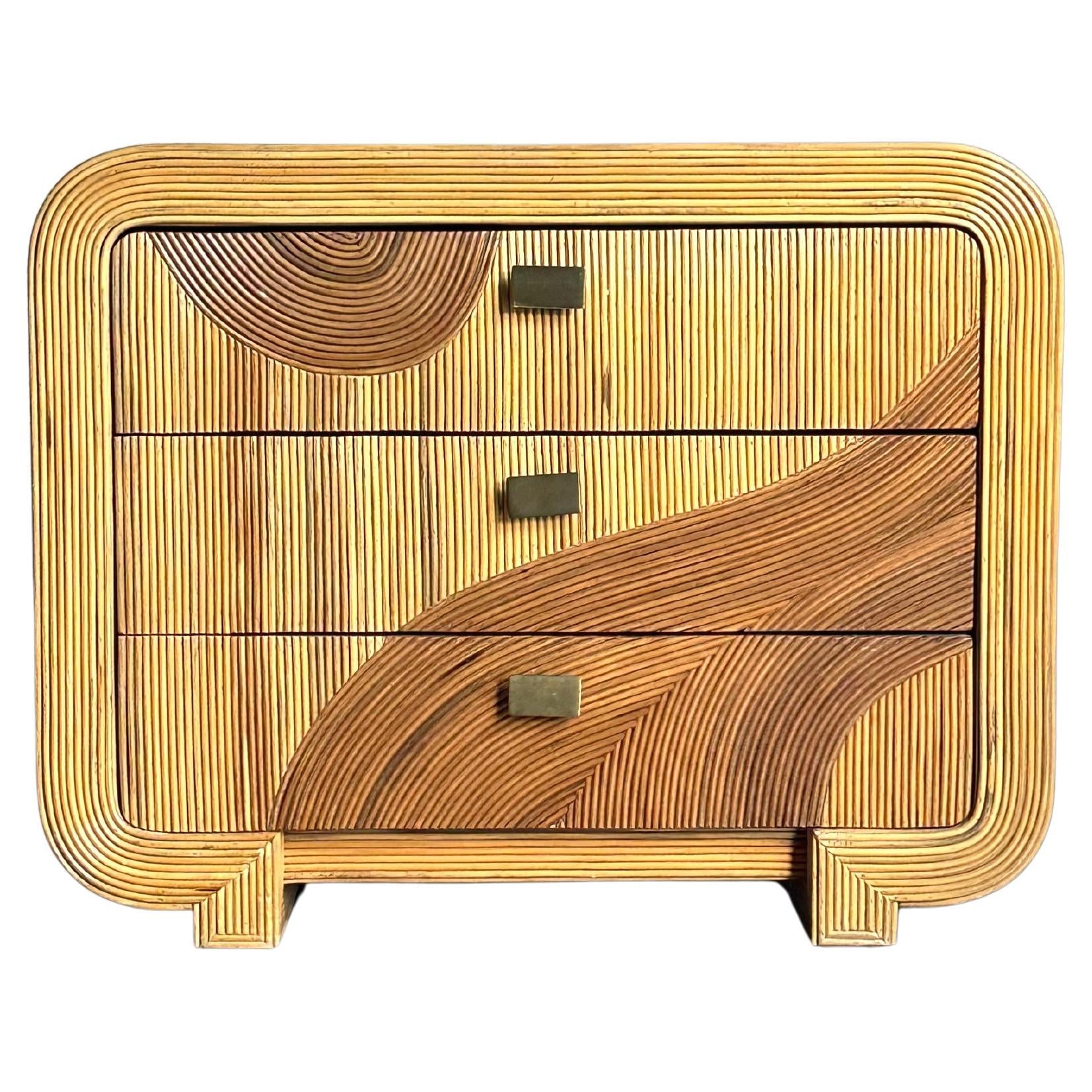 Frisman Vintage Organic Pencil Reed Bamboo Chest After Betty Cobonpue