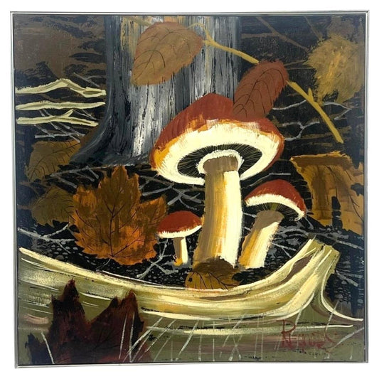 Frisman Vintage XL 60s Mid Century Lee Reynolds Magic Mushroom Forest Retro Painting Framed