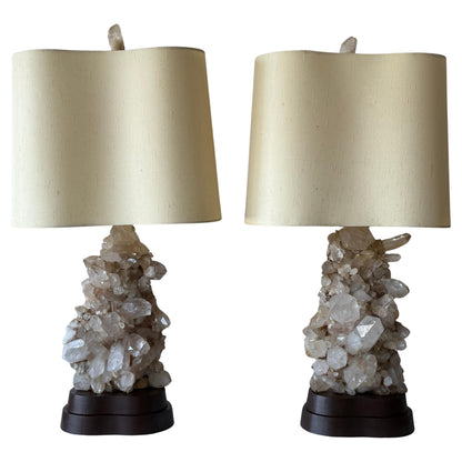 Frisman Vintage A Pair of Carole Stupell Rock Crystal Lamps With Original Shades ca' 1950's