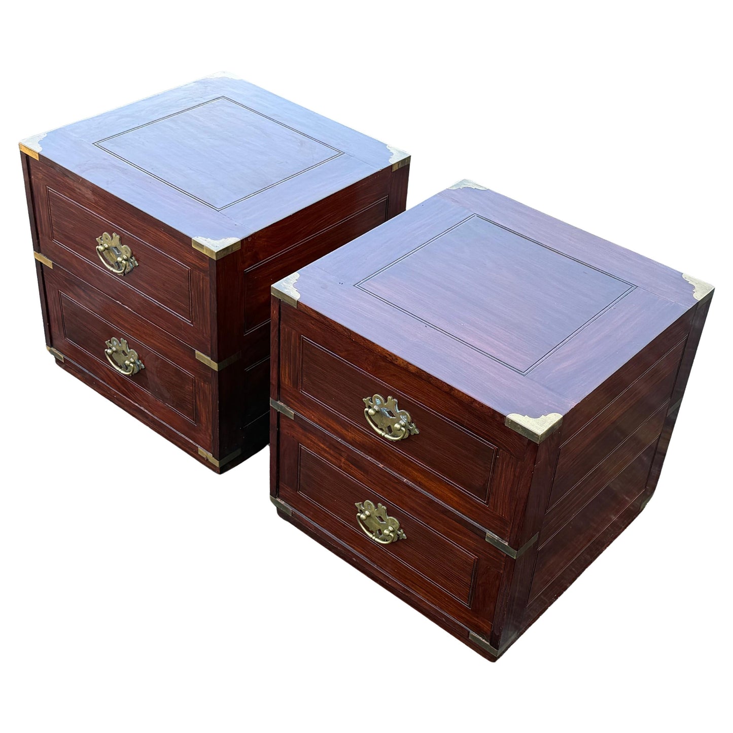 Frisman Vintage A pair Of Vintage Campaign Night Stands Mahogany ca' 1970's