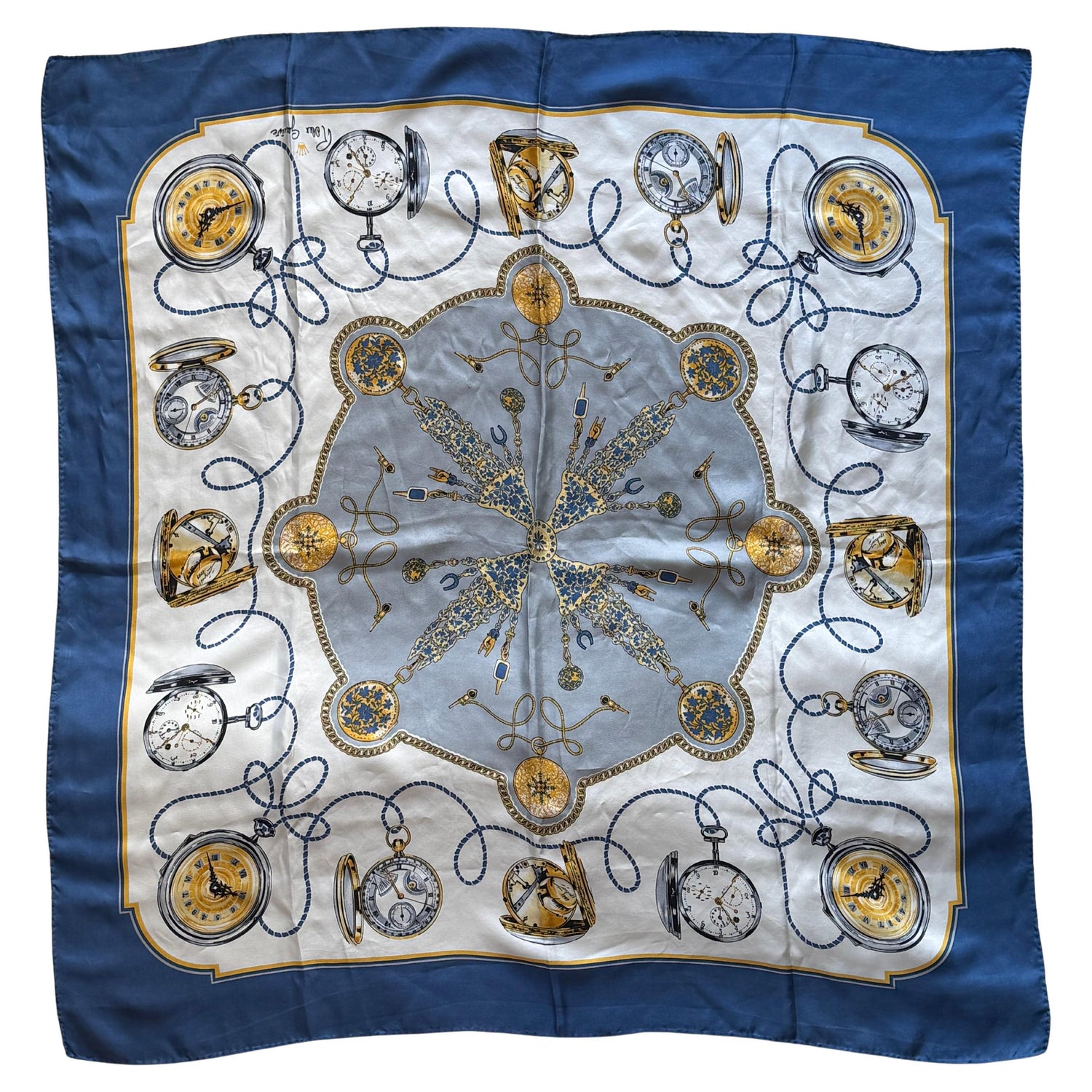 Frisman Vintage Vintage Rolex Made in Switzerland 100% Silk Scarf with Pocket Watch Design