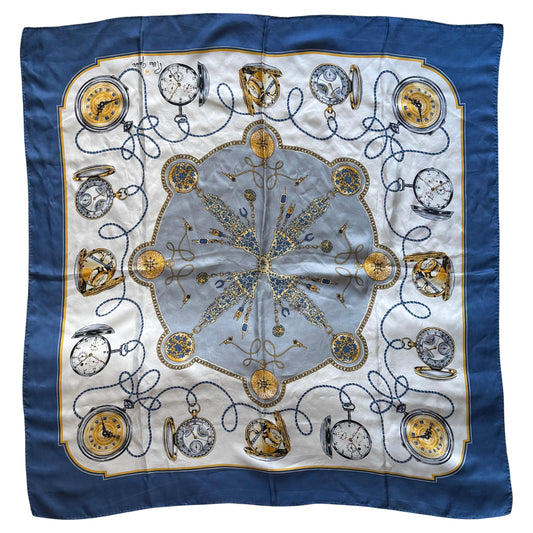 Frisman Vintage Vintage Rolex Made in Switzerland 100% Silk Scarf with Pocket Watch Design
