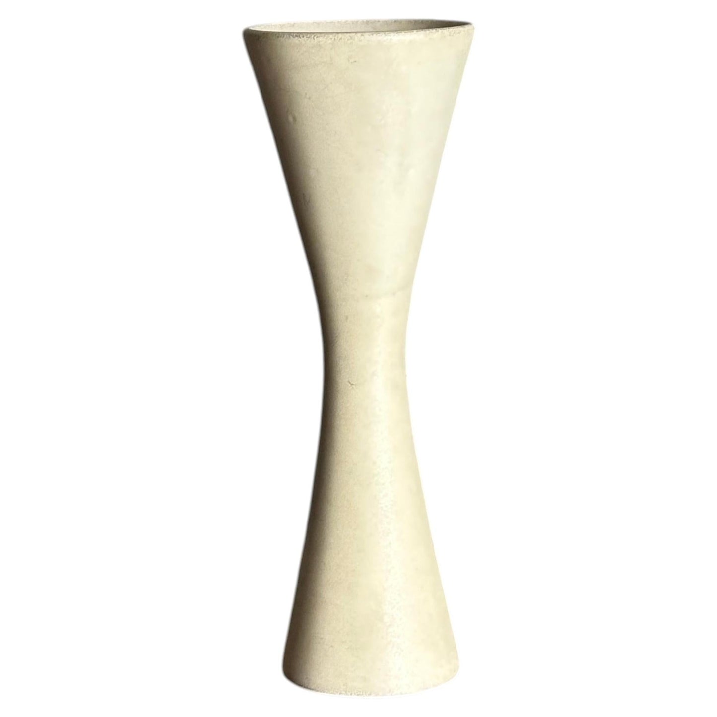 Frisman Vintage 1950s Swedish Architectural Hourglass Vase by Syco in Matte Ivory