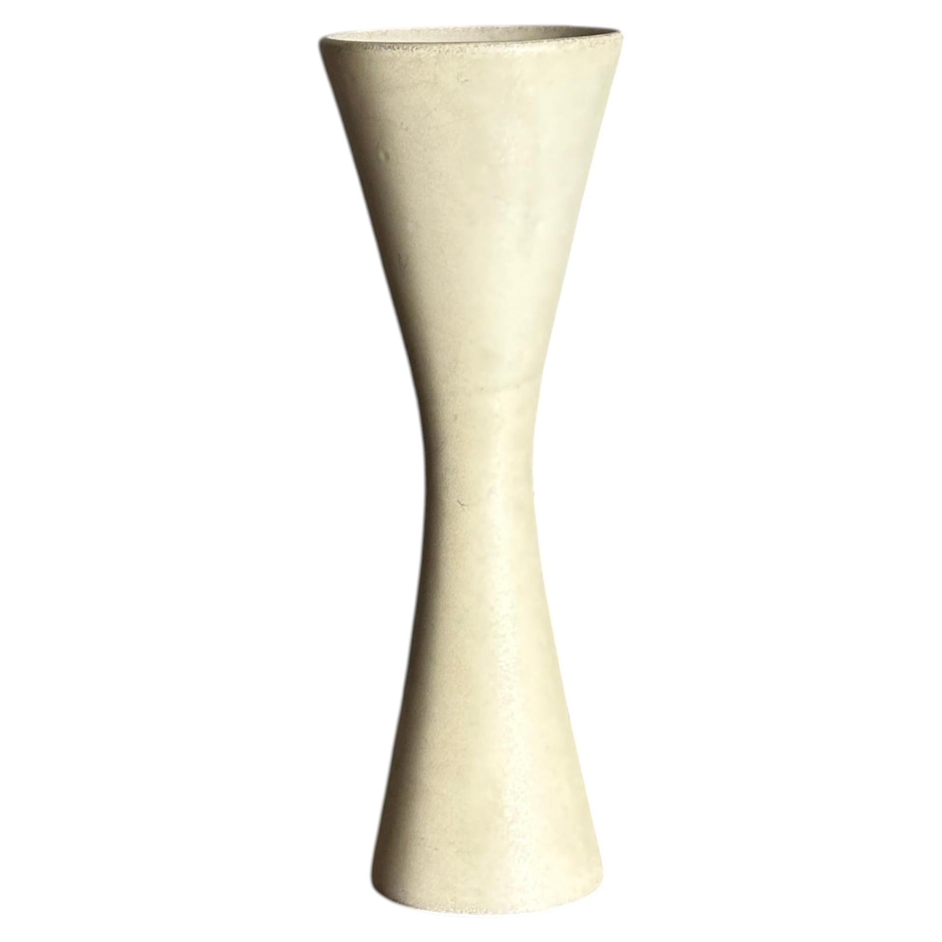 Frisman Vintage 1950s Swedish Architectural Hourglass Vase by Syco in Matte Ivory