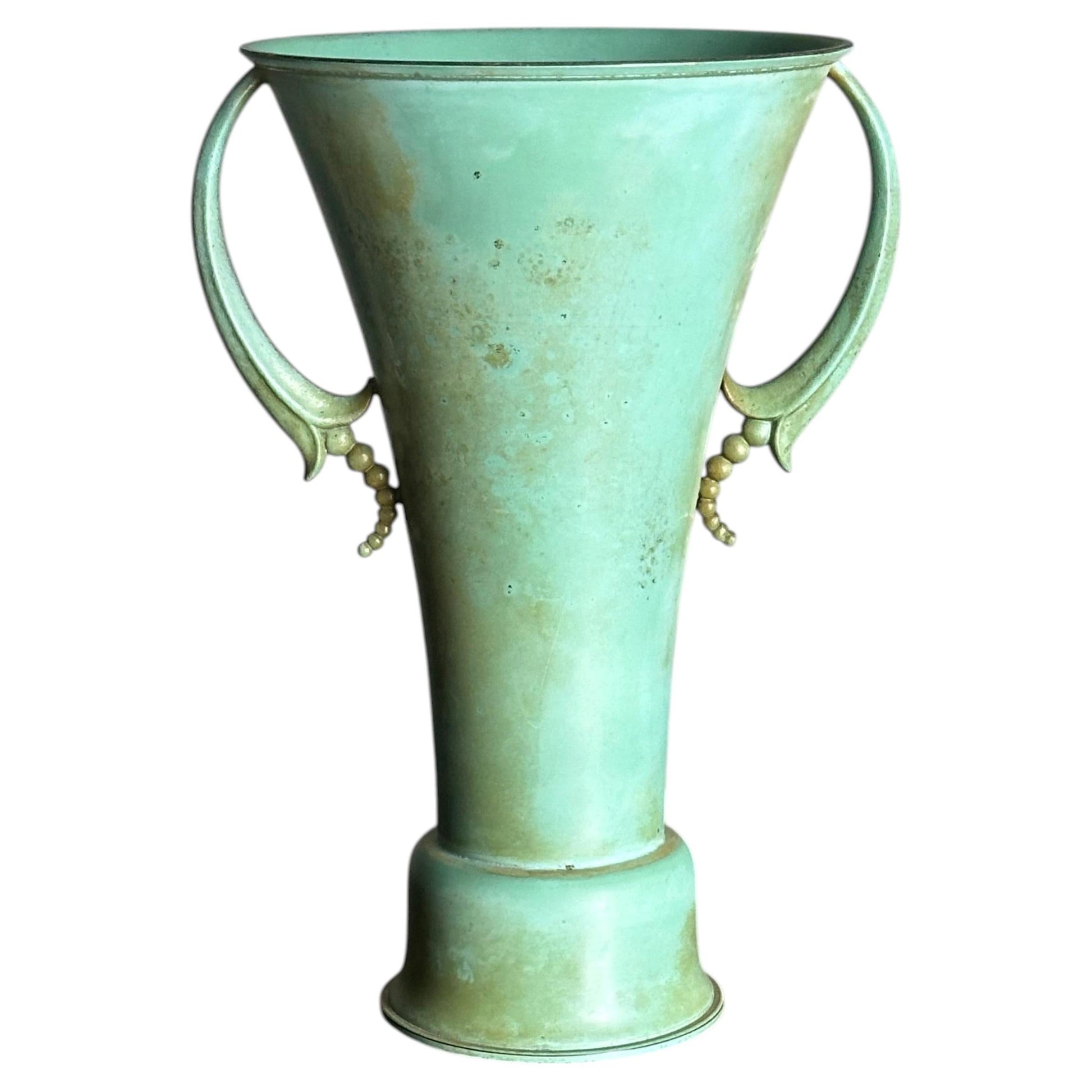 Frisman Vintage 1940s Swedish Bronze Handled Vase by Ystad Metall Bronze