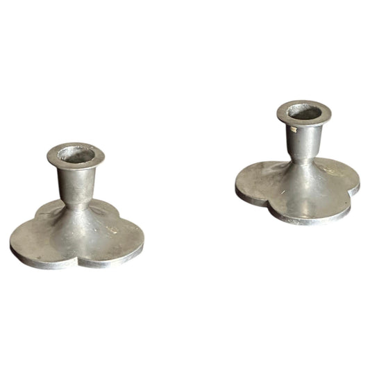Frisman Vintage 1930s Pewter Candle Holders by Just Andersen, Denmark- A Pair