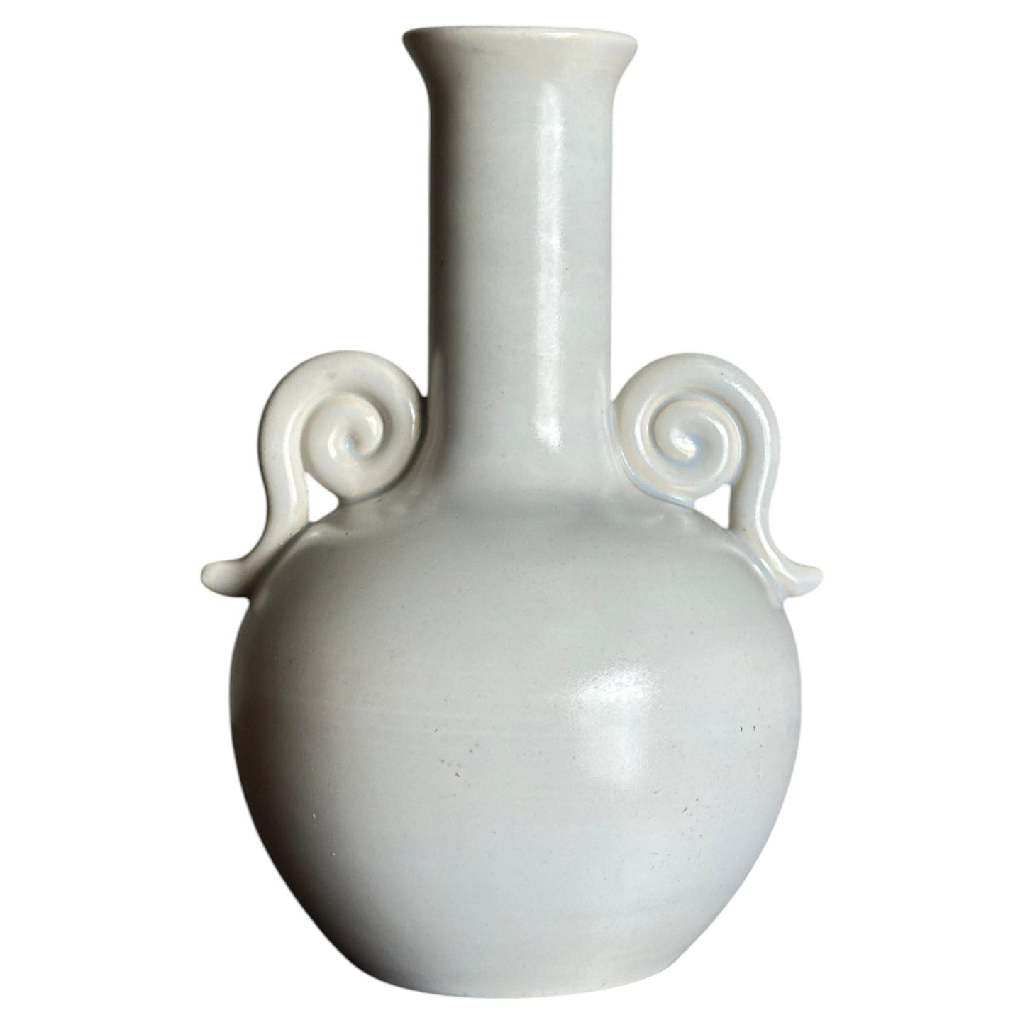 Frisman Vintage 1940s Matte White Earthenware Vase by Eva Jancke Björk - Bobergs Fajans Sweden