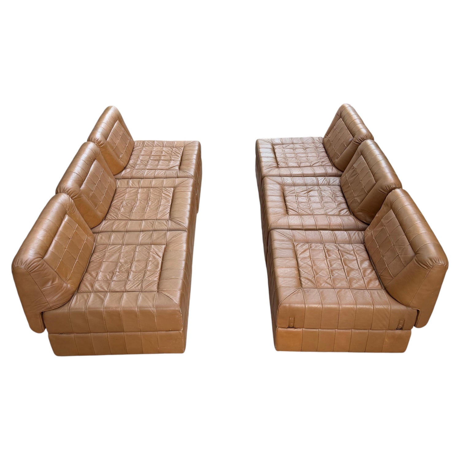 Frisman Vintage Percival Lafer Leather Patchwork Modular Sofas ca' 1960's Living Room