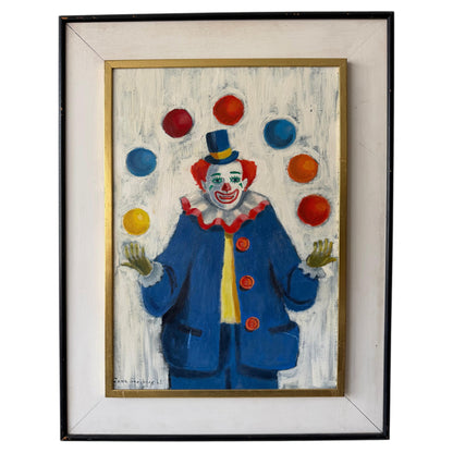 Frisman Vintage Unusual Clown Painting By Jane Shriberg 1963