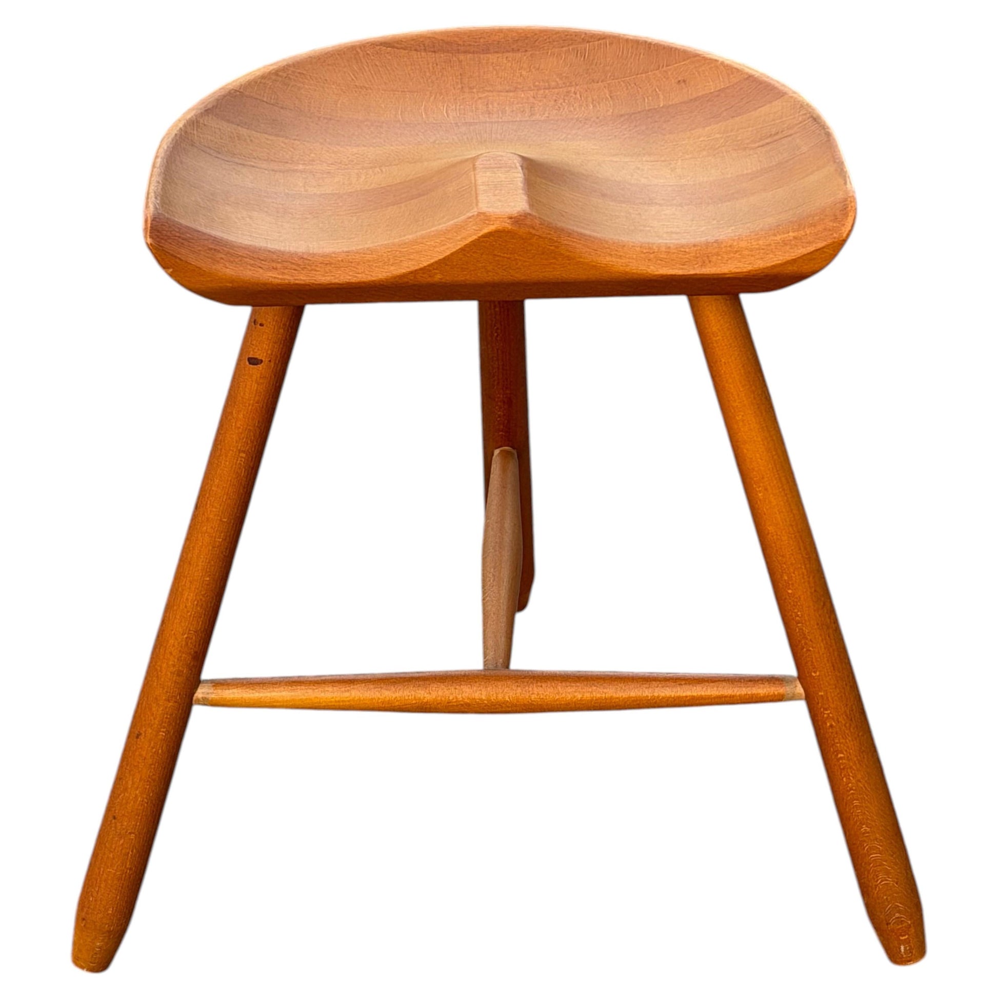 Frisman Vintage Mid Century Vintage Danish Milking Stool Oak 1970's