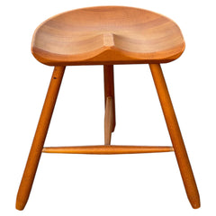 Mid Century Vintage Danish Milking Stool Oak 1970's