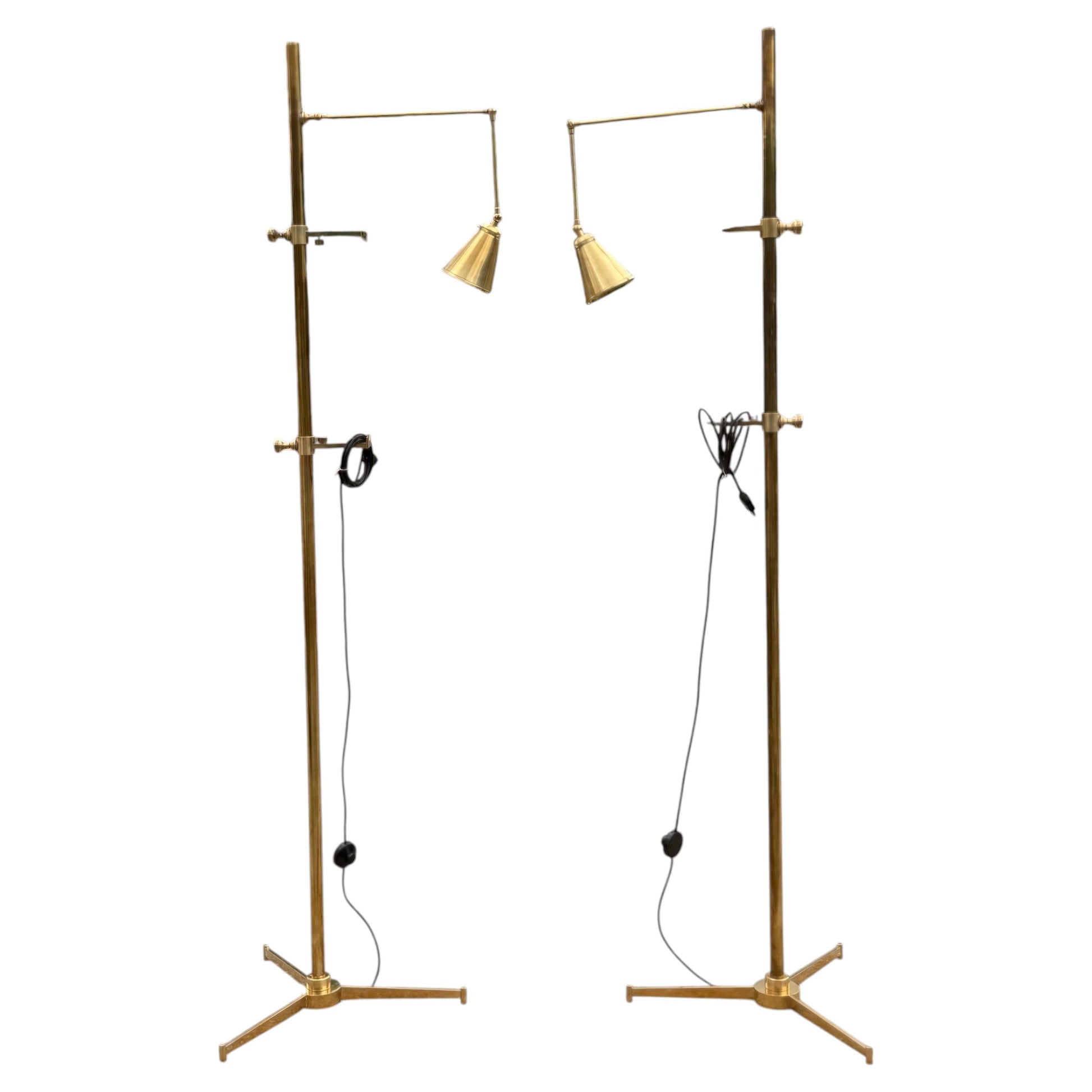 Frisman Vintage A Pair Of Arredoluce Attributed Brass Easel Lamps Polished Brass