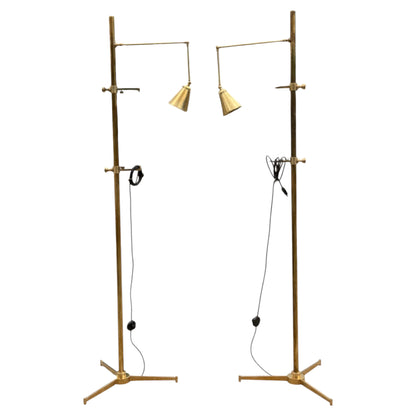 Frisman Vintage A Pair Of Arredoluce Attributed Brass Easel Lamps Polished Brass