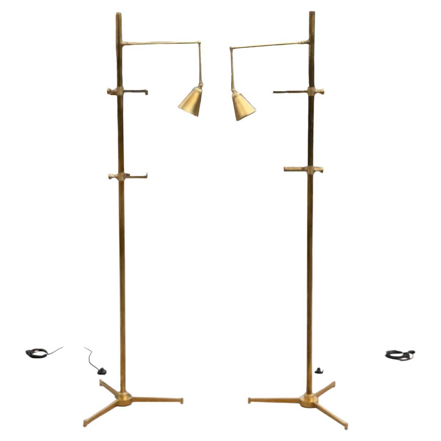 Frisman Vintage A Pair Of Arredoluce Attributed Brass Easel Lamps Polished Brass