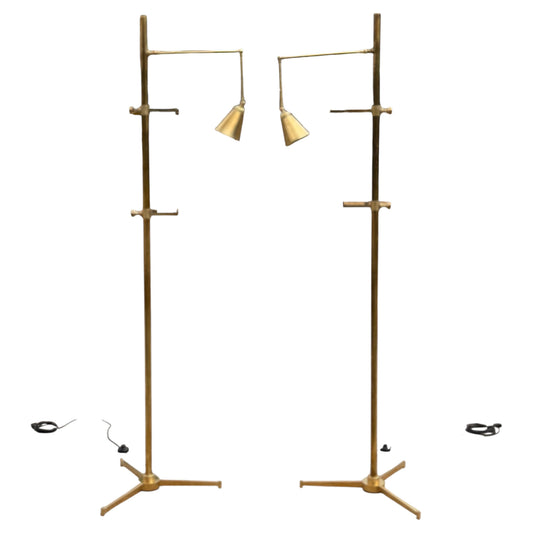 Frisman Vintage A Pair Of Arredoluce Attributed Brass Easel Lamps Polished Brass