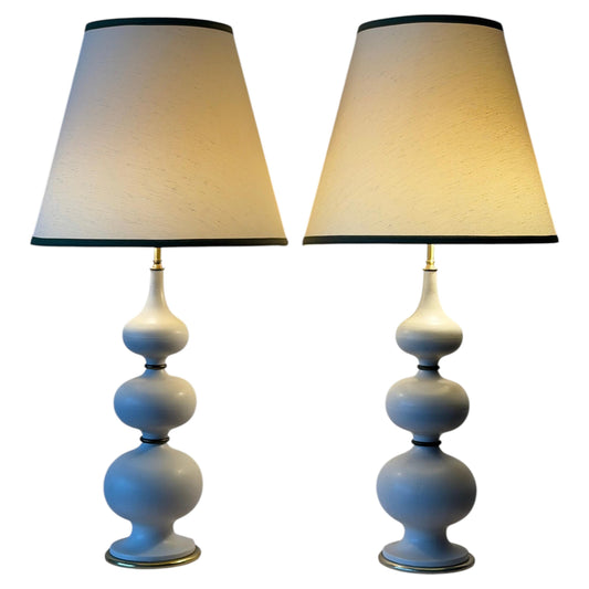 Frisman Vintage Vintage Gerald Thurston Lightolier Ceramic Gourd Lamps ca' 1950's Elegant