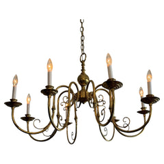 Italian Brass Chandelier Eight Arm Elegant ca' 1960's
