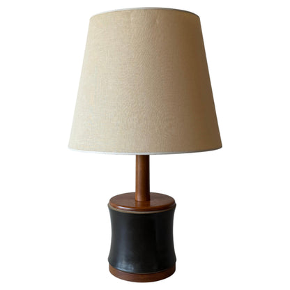 Frisman Vintage Martz Table Lamp Ceramic Bamboo Walnut ca' 1960's