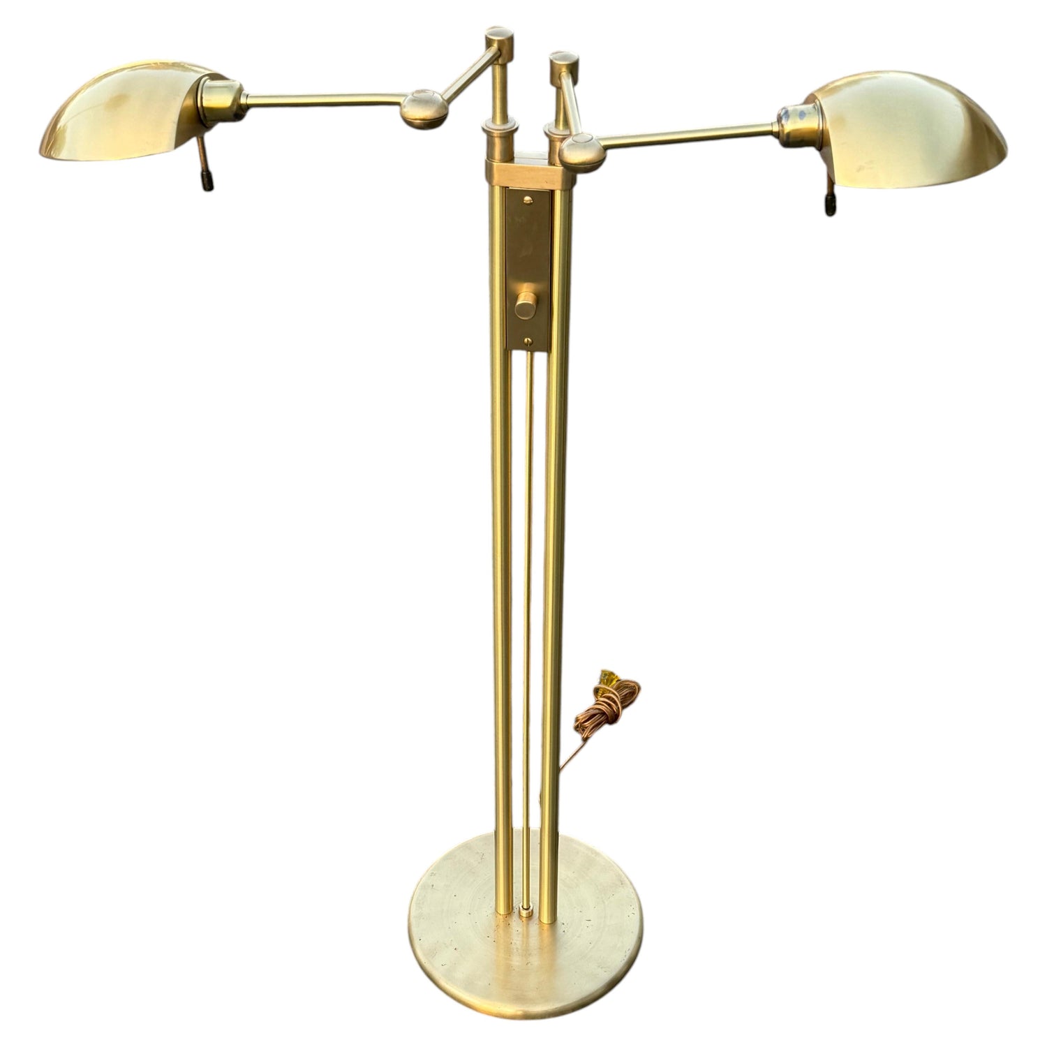 Frisman Vintage Postmodern Adjustable Two Light Brass Floor Lamp by Holtkoetter Luechten 1980's