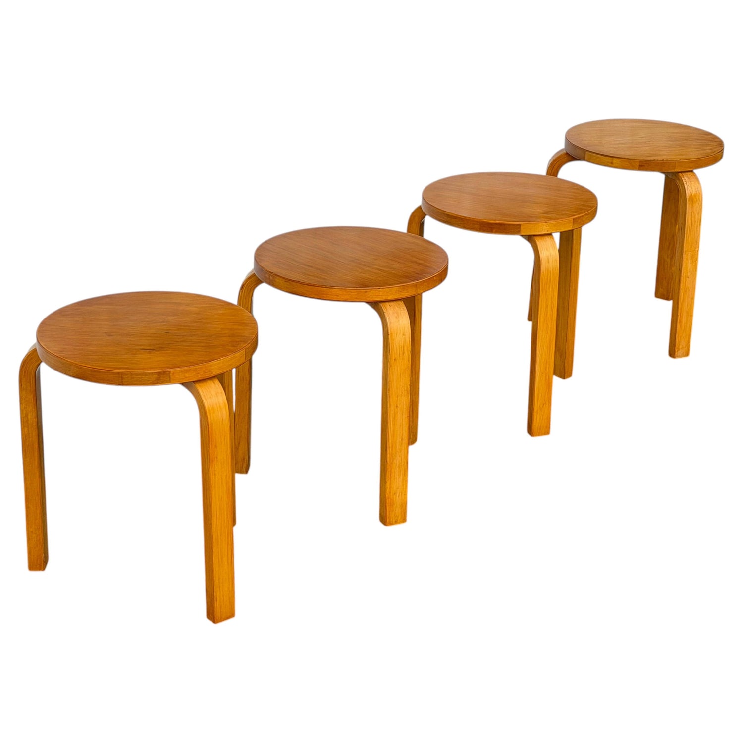 Frisman Vintage Vintage Alvar Aalto Stools Finland ca' 1950's-60's Mid Century Patina