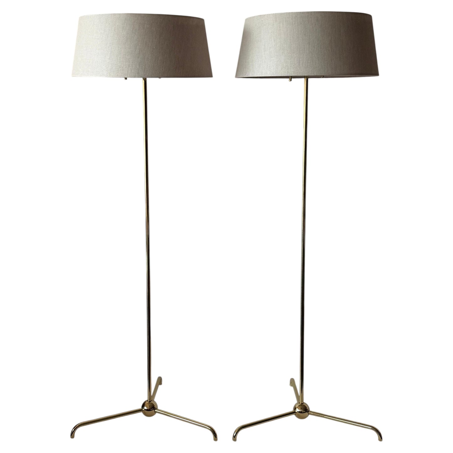 Frisman Vintage A Pair Of Brass Floor Lamps By T.H.Robsjohn-Gibbings Hansen Ca' 1950's
