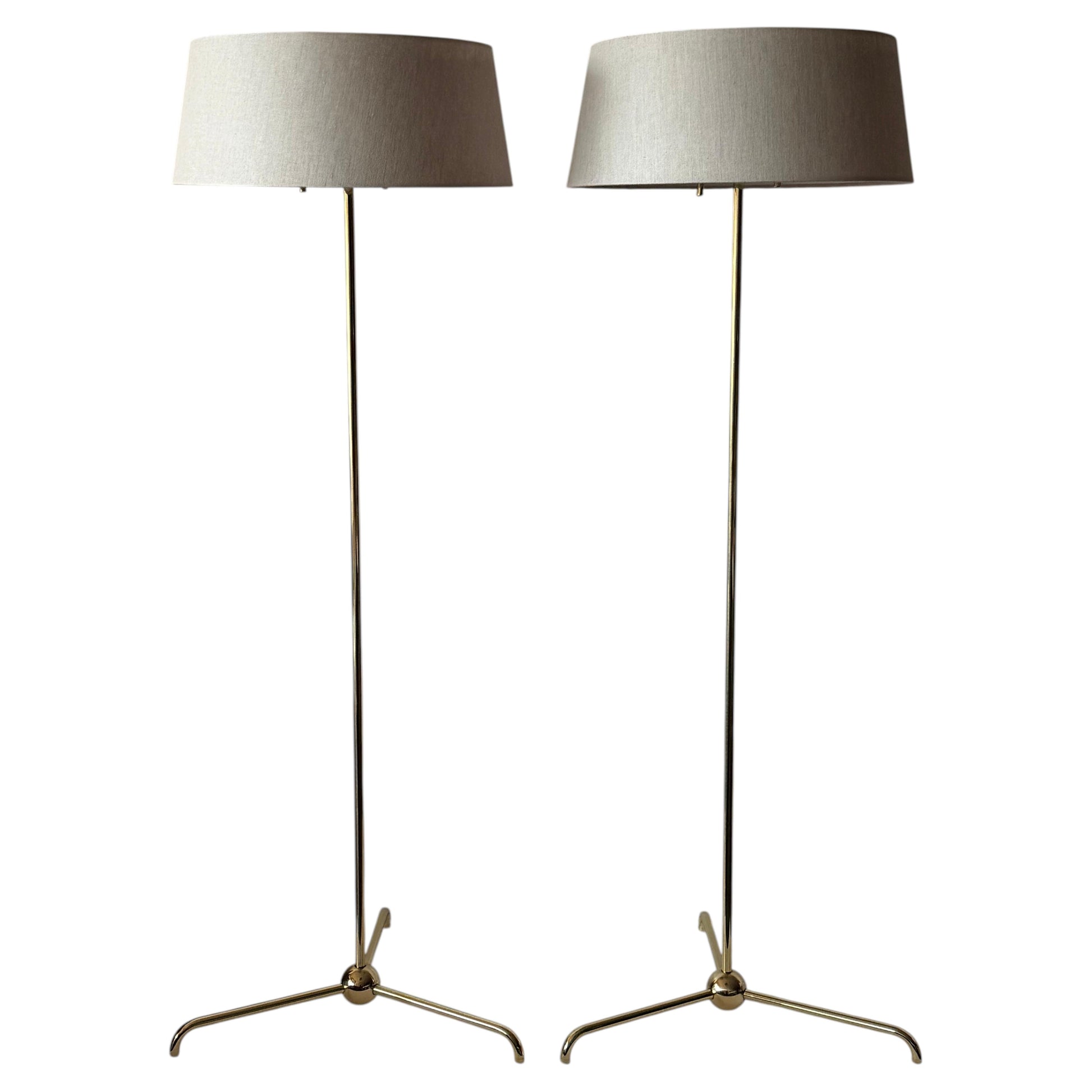 Frisman Vintage A Pair Of Brass Floor Lamps By T.H.Robsjohn-Gibbings Hansen Ca' 1950's