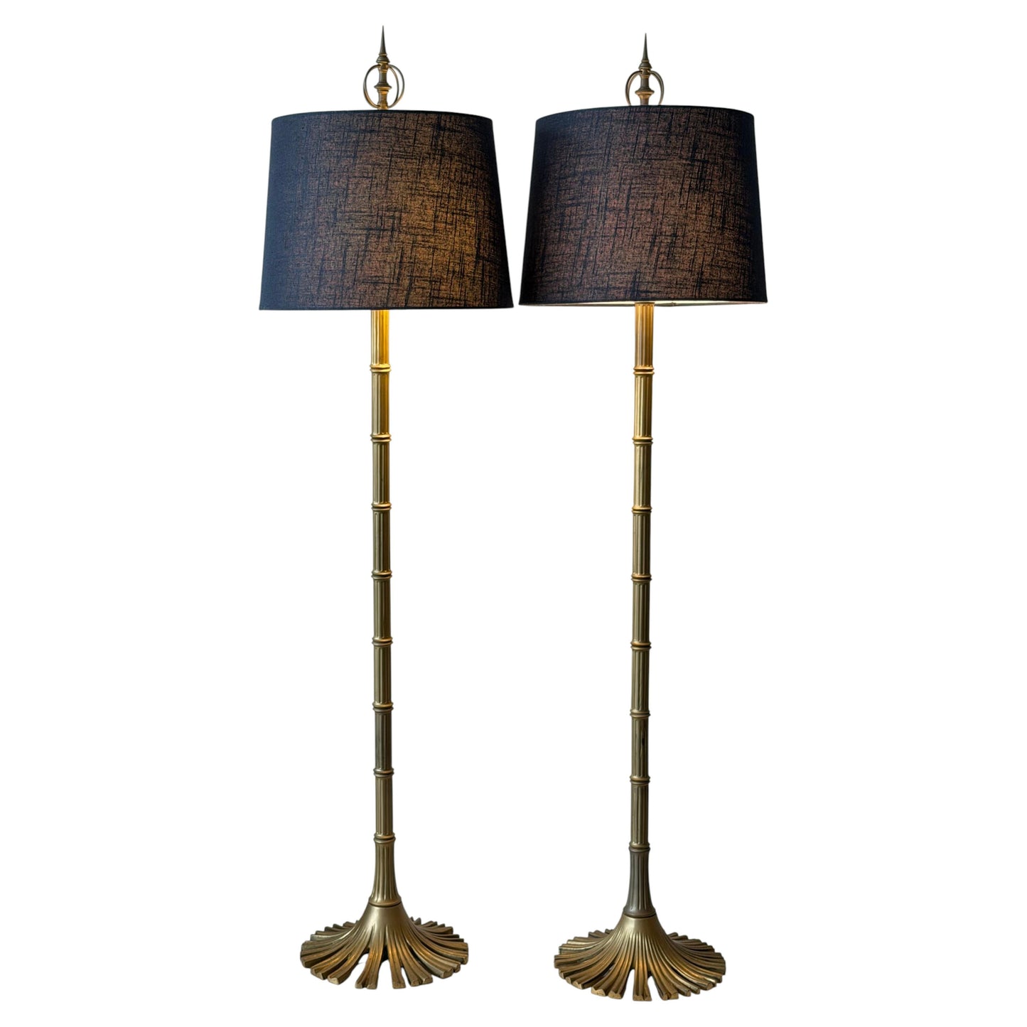 Frisman Vintage A Pair Of Chapman Floor Lamps Bronze Bamboo Style ca' 1970's