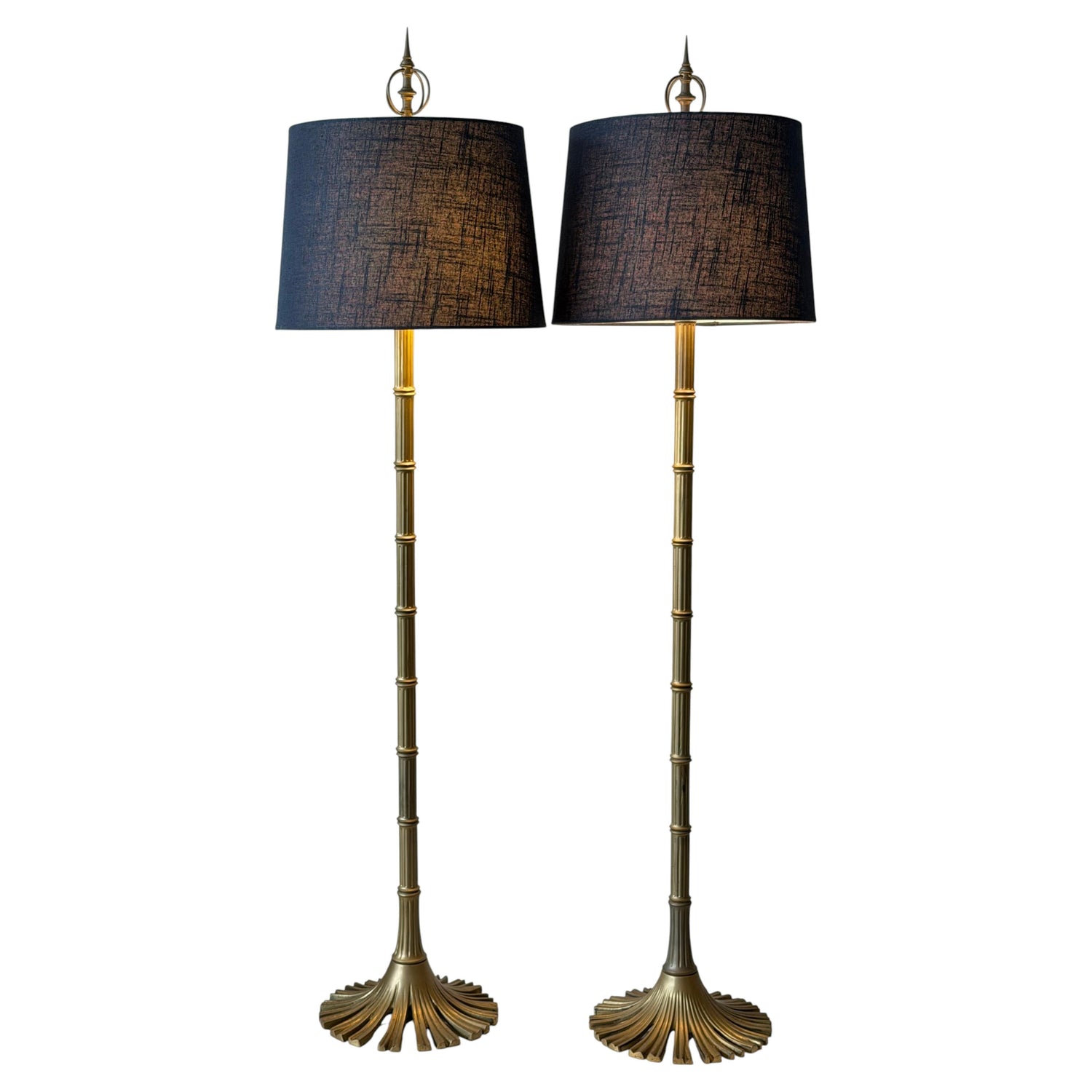 Frisman Vintage A Pair Of Chapman Floor Lamps Bronze Bamboo Style ca' 1970's