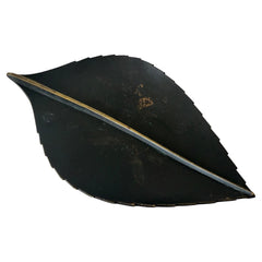 Leaf-shaped Brass Bowl With Dark Patina By Werkstätte Carl Auböck ca' 1960s