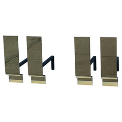 Modernist Andirons Solid Brass Polished ca' 1950's
