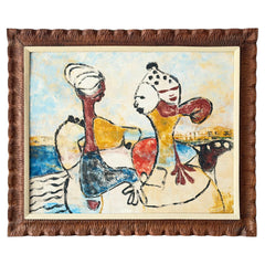 Surrealist Oil Painting By Haitian Artist Arijac ca' 1960's
