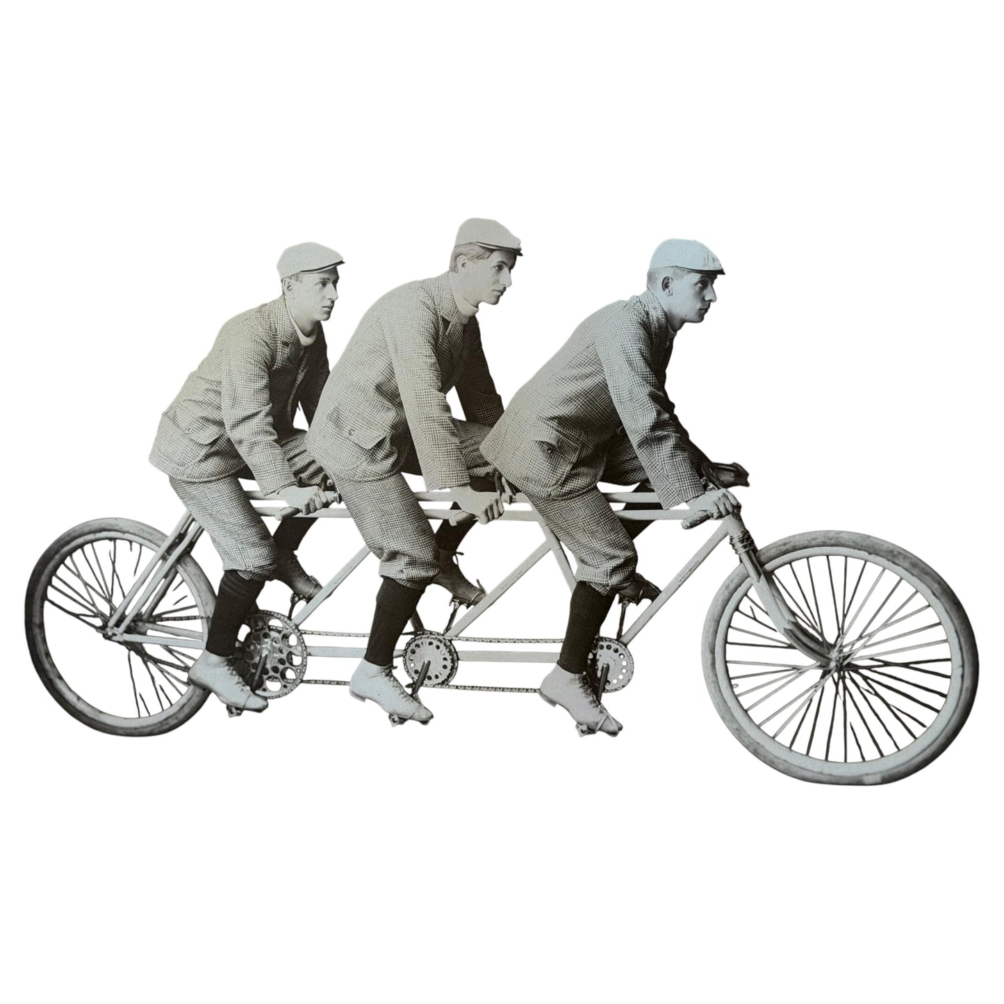 Frisman Vintage An Original Photo Bicycle Riders Three Seater Original Frame Americana ca' 1900