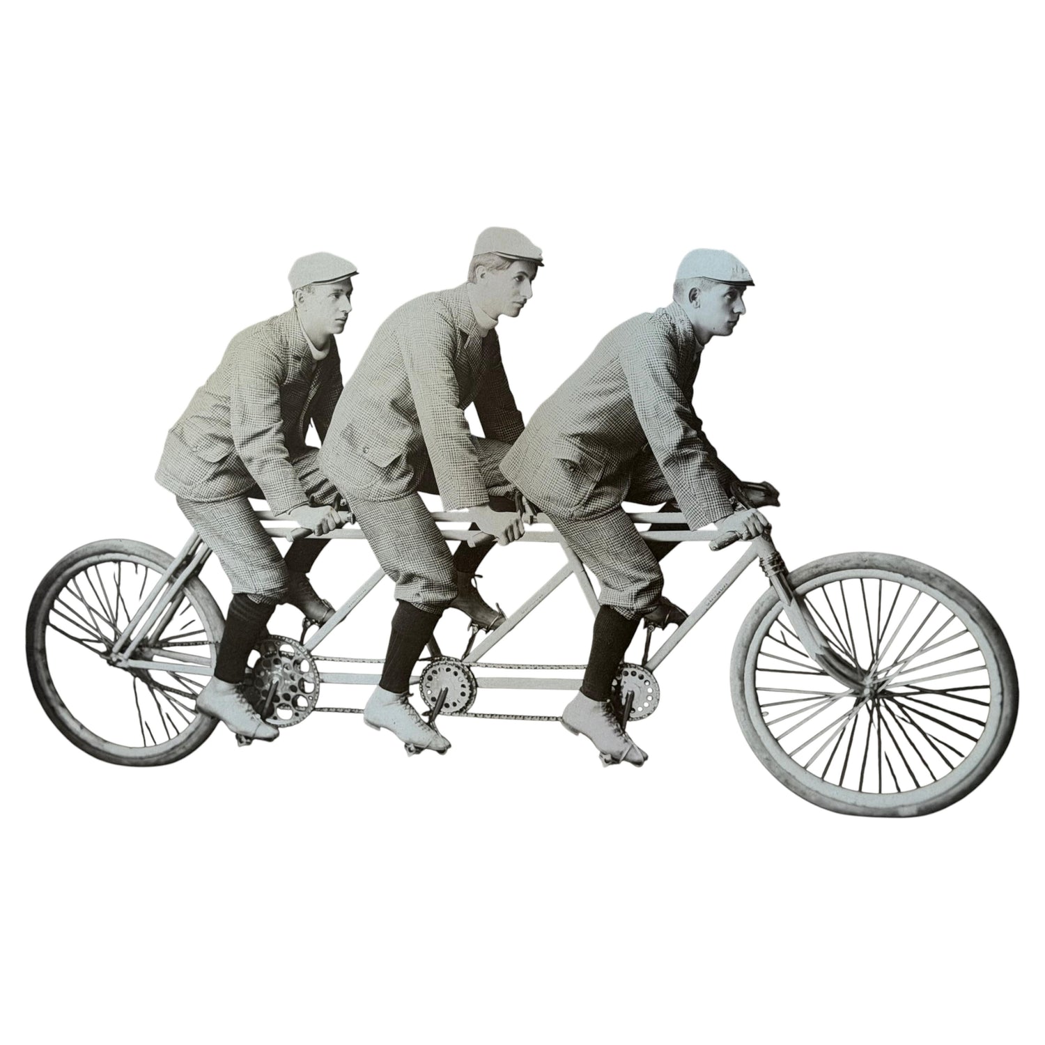 Frisman Vintage An Original Photo Bicycle Riders Three Seater Original Frame Americana ca' 1900