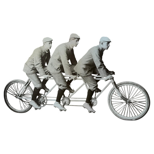 Frisman Vintage An Original Photo Bicycle Riders Three Seater Original Frame Americana ca' 1900