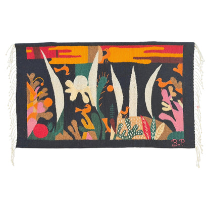 Frisman Vintage Vintage Mid Century Whimsical Tapestry Mexico 1960's Bertha Preux