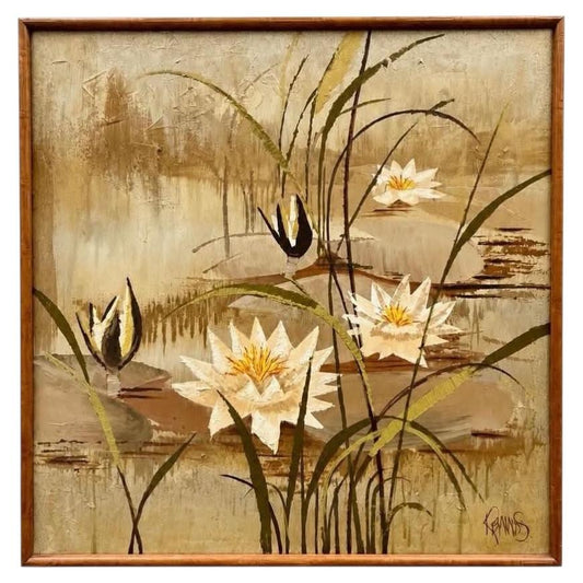 Frisman Vintage Vintage Mid Century Lee Reynolds Asian Oil Painting Framed Decorative 1960's