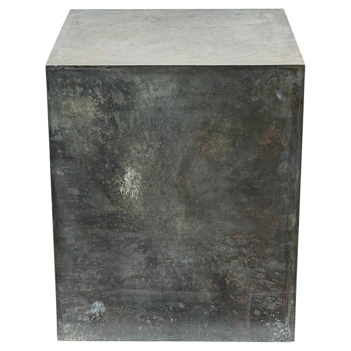 Frisman Vintage A Patinated Steel Cube Pedestal Custom Made Minimalist Design