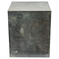 A Patinated Steel Cube Pedestal Custom Made Minimalist Design