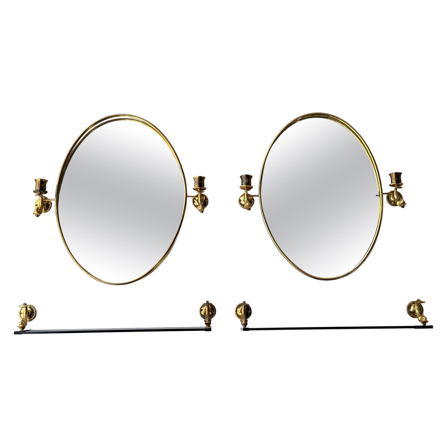 Frisman Vintage A Pair Of French Lighted Mirrors With Dolphin Design Elegant 1960's Whimsical