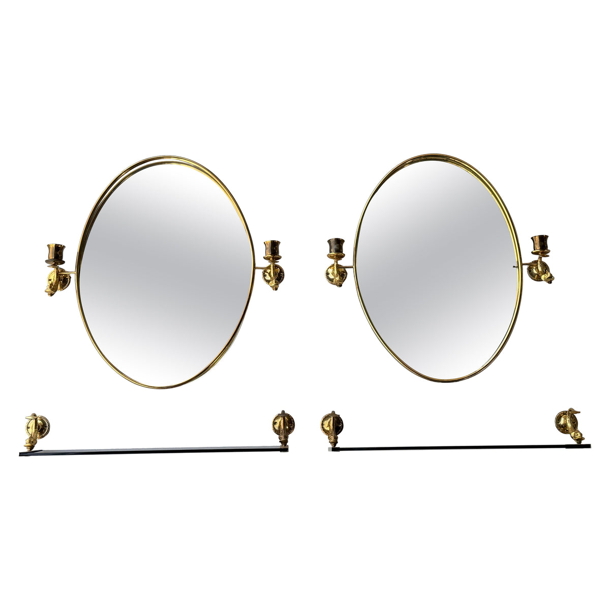 Frisman Vintage A Pair Of French Lighted Mirrors With Dolphin Design Elegant 1960's Whimsical