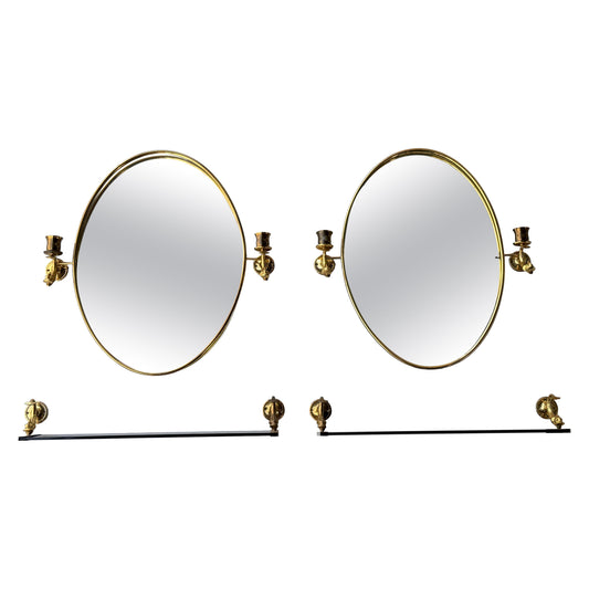 Frisman Vintage A Pair Of French Lighted Mirrors With Dolphin Design Elegant 1960's Whimsical