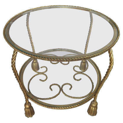 Italian Hollywood Regency Gilt Metal and Tassel Table