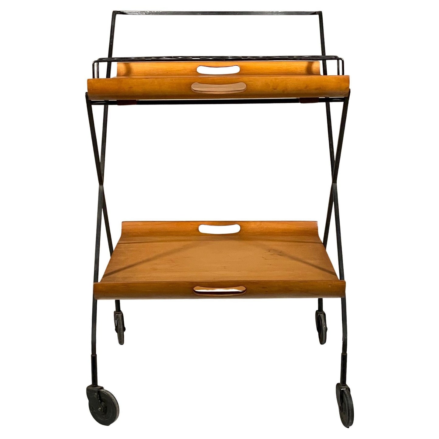 Rare Bar Cart by Milo Baughman with Removable Trays