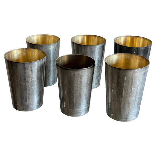 Set of Six Silverplate Tumblers Davis London