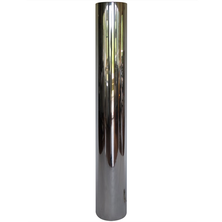 A Polished Aluminum Floor Lamp