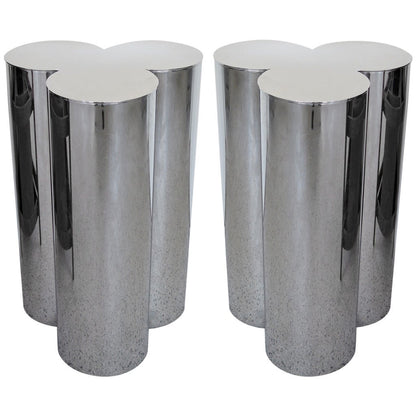 Pair of Stainless Steel Pedestals by Mastercraft