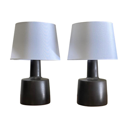 Jane and Gordon Martz Lamps, Minimalist Black Matte Ceramic