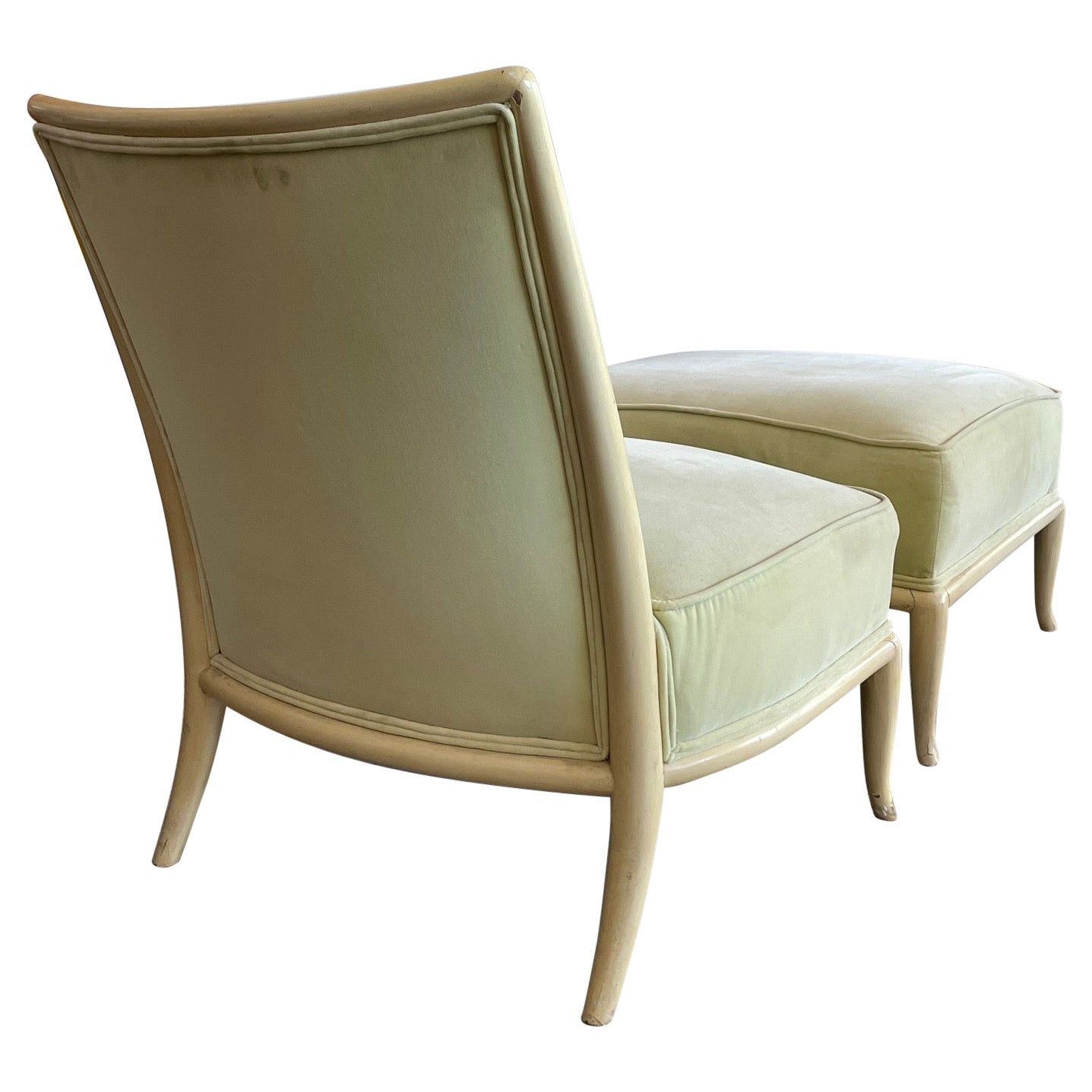 Elegant T.H. Robsjohn-Gibbings Slipper Chair with an Ottoman