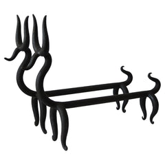 Playful Animal Wrought Iron Andirons