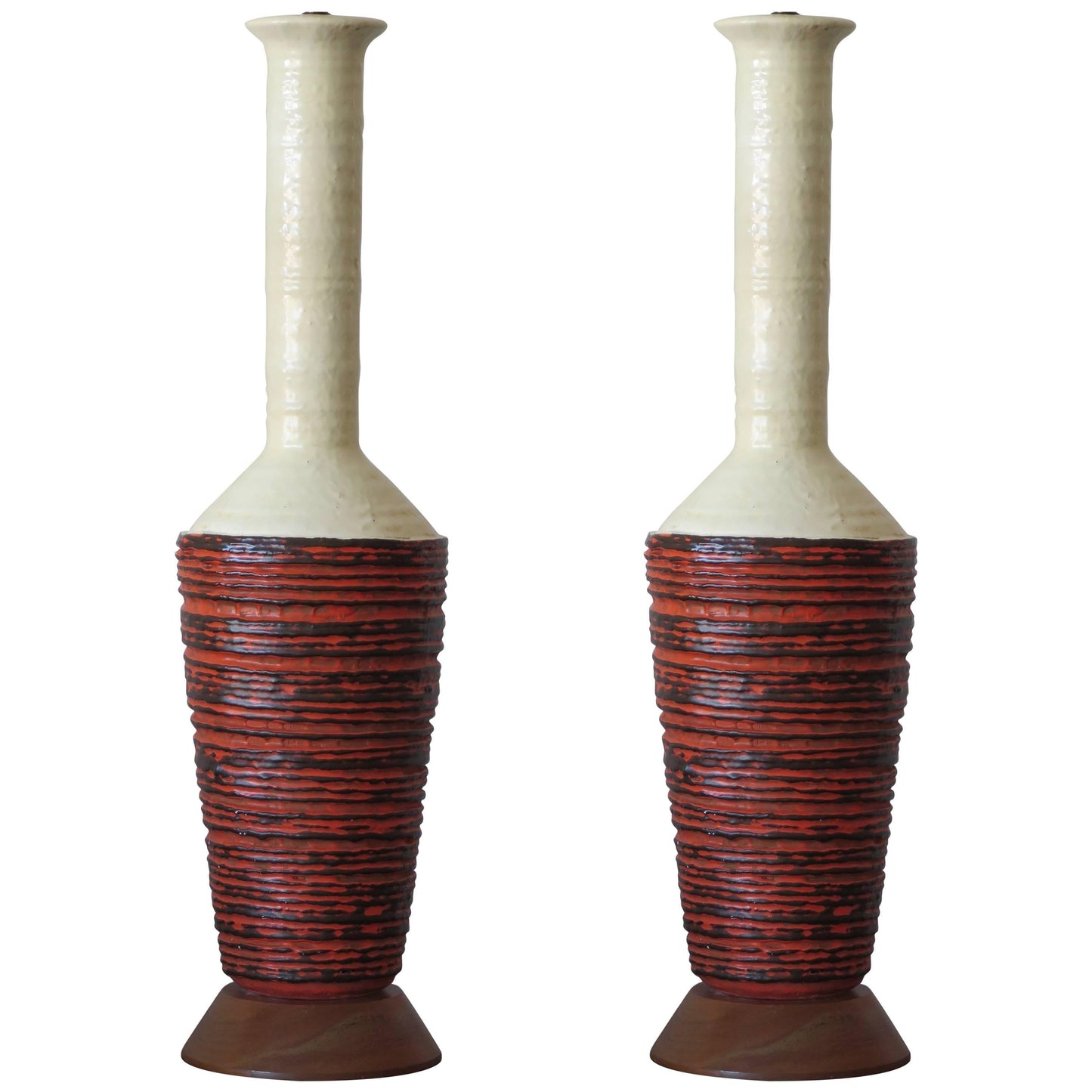 Pair of Large Scale Marcello Fantoni Ceramic Lamps